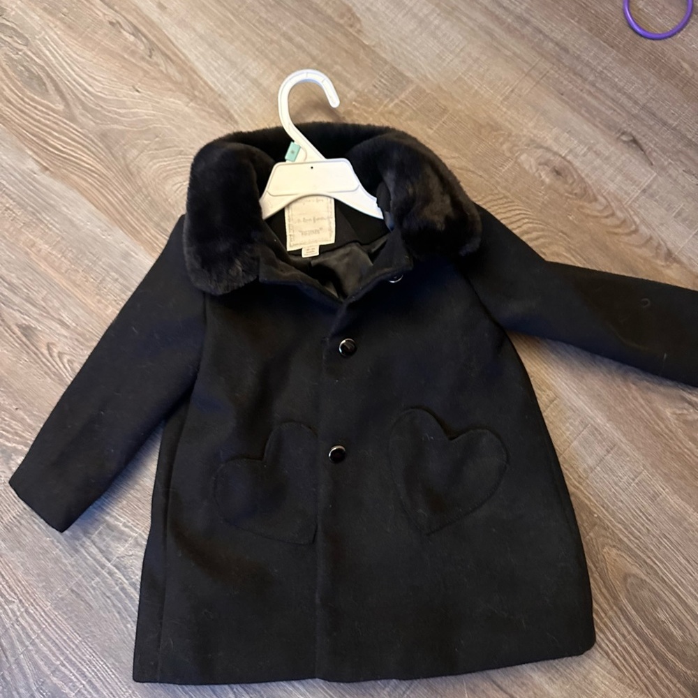 Gymboree Black Pea Coat with Heart Accents